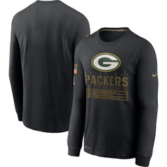 Men's Green Bay Packers 2020 Black Salute to Service Sideline Performance Long Sleeve T-Shirt 