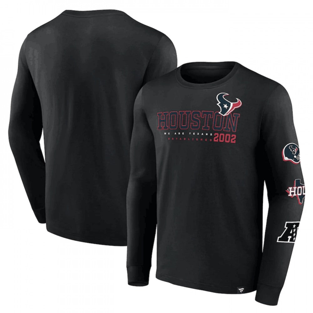 Men's Houston Texans Black High Whip Pitcher Long Sleeve T-Shirt 