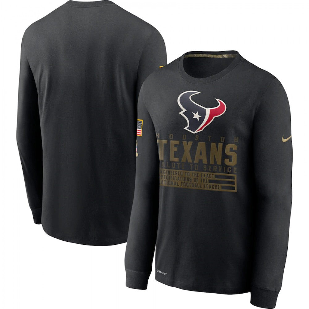 Men's Houston Texans 2020 Black Salute to Service Sideline Performance Long Sleeve T-Shirt 