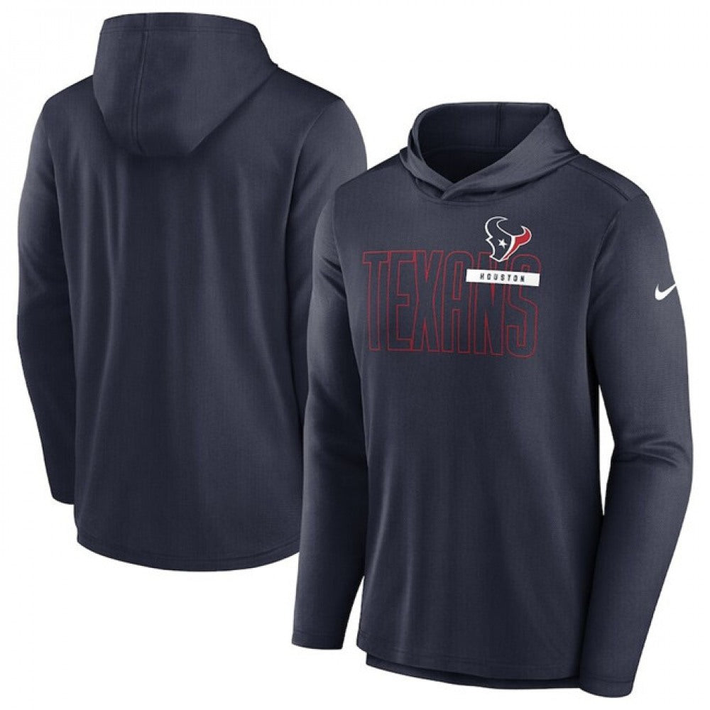 Men's Houston Texans Navy Lightweight Performance Hoodie Long Sleeve T-Shirt 