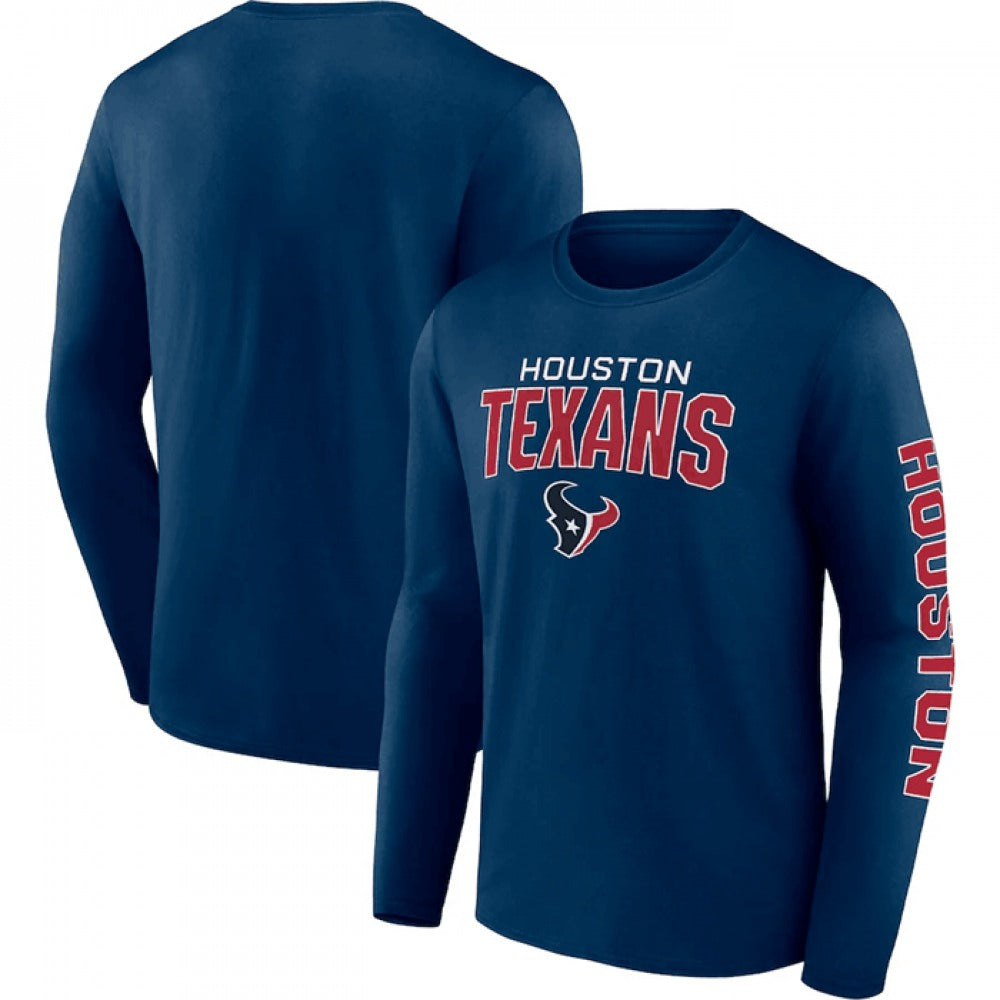 Men's Houston Texans Navy Go the Distance Long Sleeve T-Shirt 