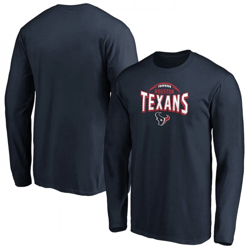 Men's Houston Texans Navy Clamp Down Long Sleeve T-Shirt 