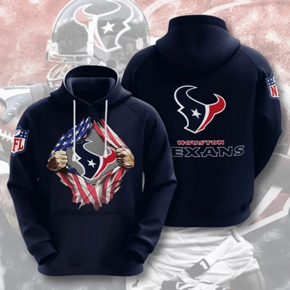 Men's Houston Texans Navy 3D Trending T-Shirt Hoodie 