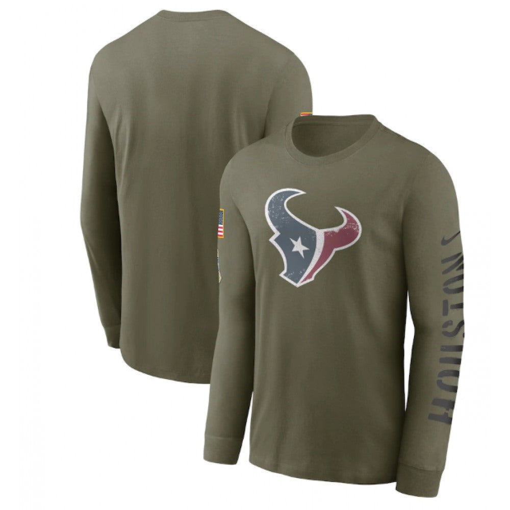 Men's Houston Texans Olive 2022 Salute to Service Long Sleeve T-Shirt 
