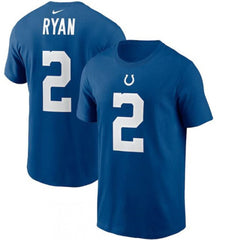 Men's Indianapolis Colts #2 Matt Ryan Blue 2022 Name & Number T-Shirt 
