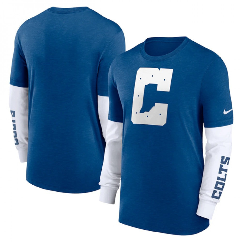 Men's Indianapolis Colts Heather Blue Slub Fashion Long Sleeve T-Shirt 