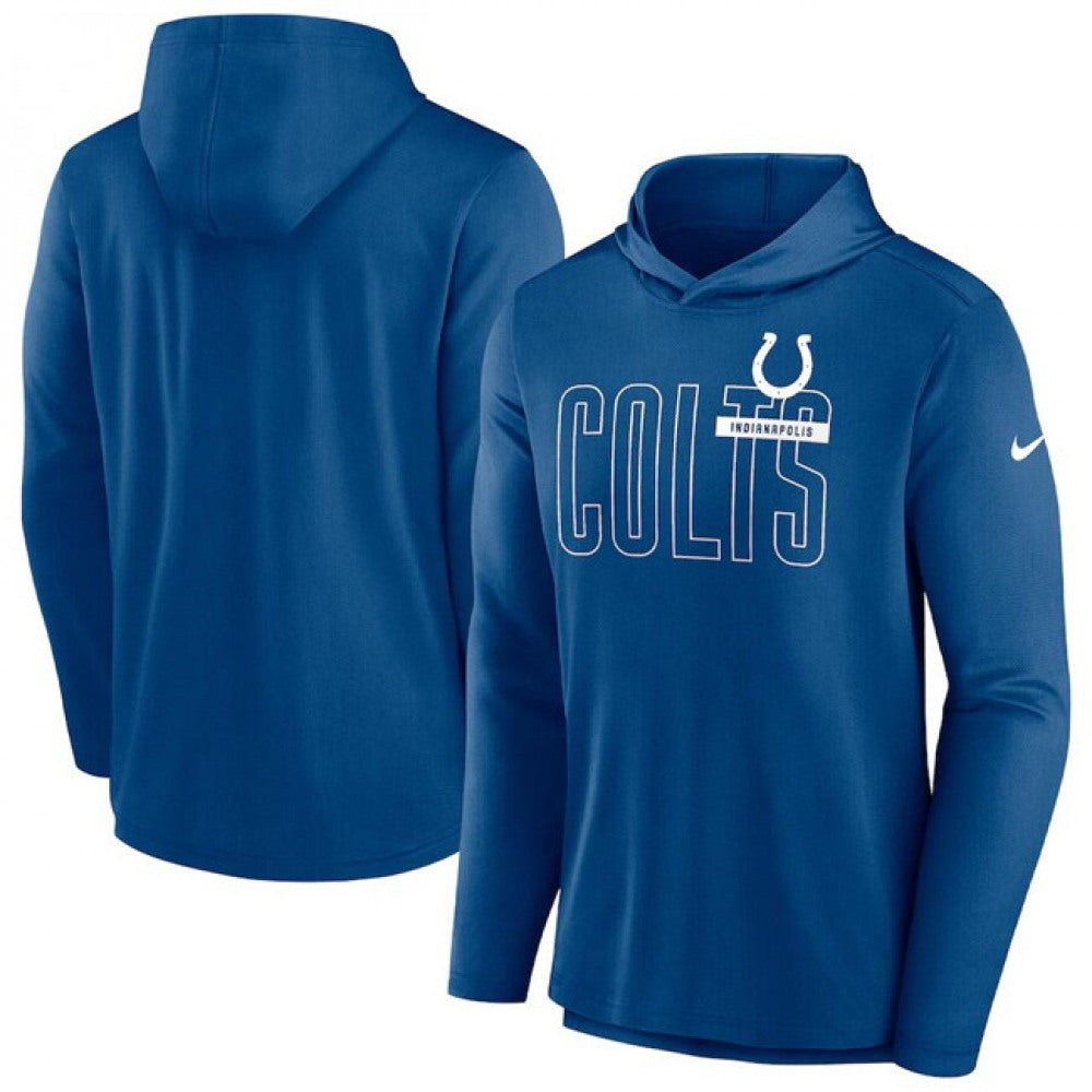 Men's Indianapolis Colts Blue Lightweight Performance Hoodie Long Sleeve T-Shirt 
