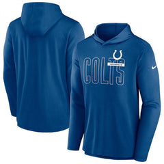 Men's Indianapolis Colts Blue Lightweight Performance Hoodie Long Sleeve T-Shirt 