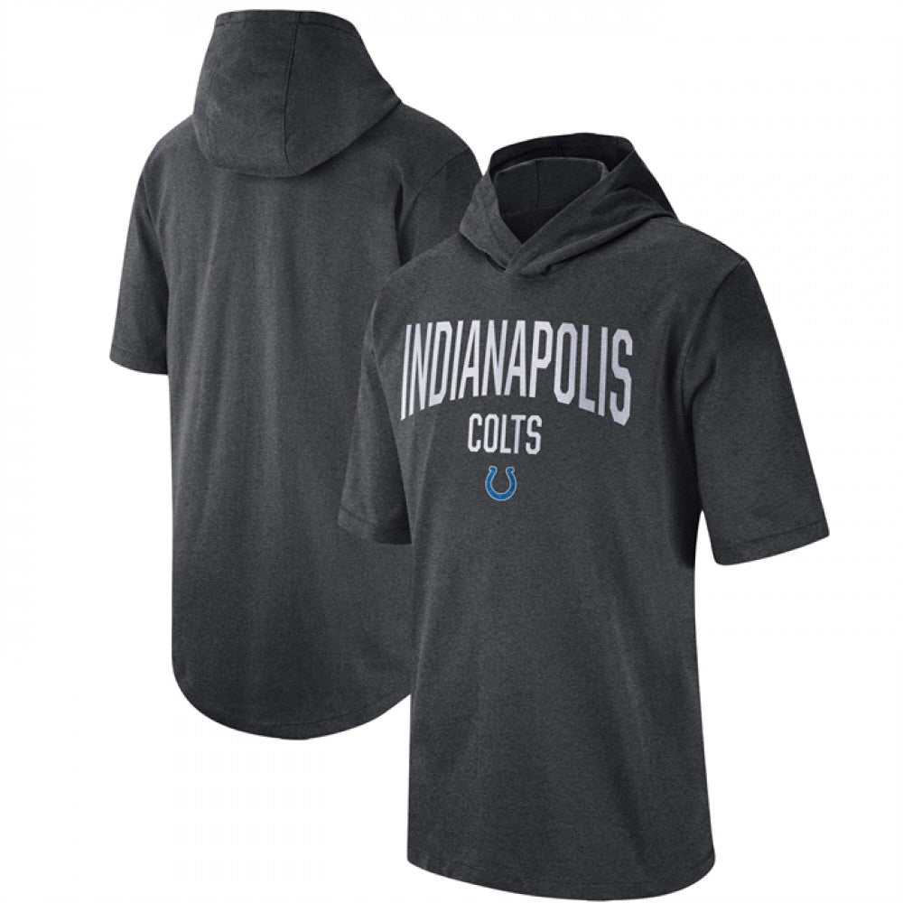 Men's Indianapolis Colts Heathered Charcoal Sideline Training Hoodie Performance T-Shirt 