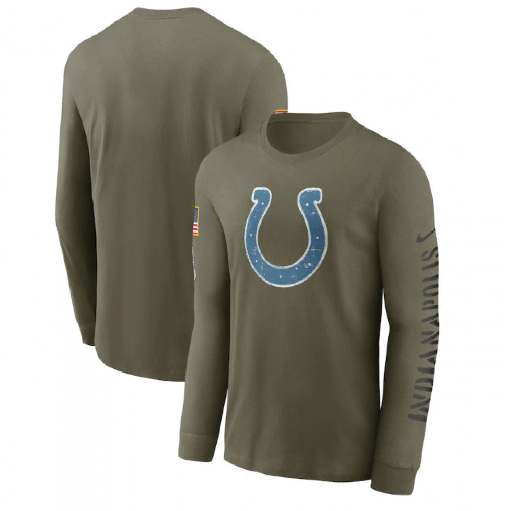 Men's Indianapolis Colts Olive 2022 Salute to Service Long Sleeve T-Shirt 