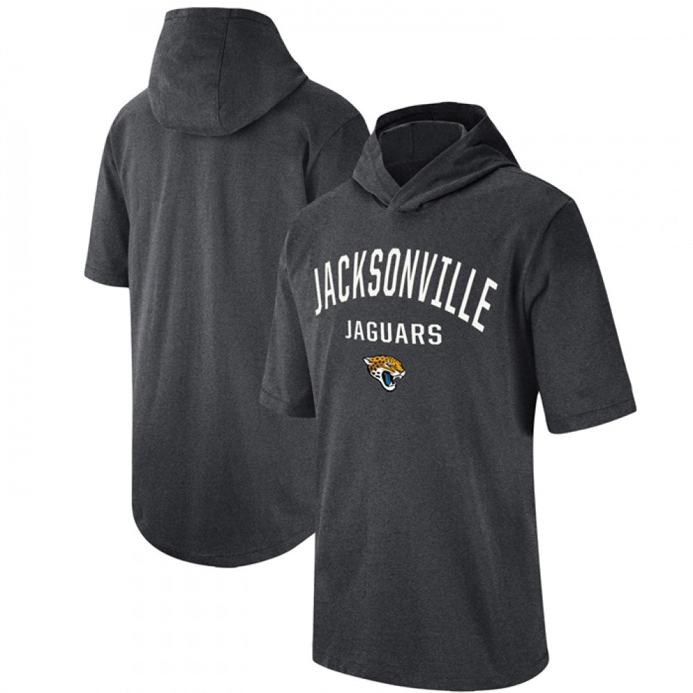 Men's Jacksonville Jaguars Heathered Charcoal Sideline Training Hoodie Performance T-Shirt 