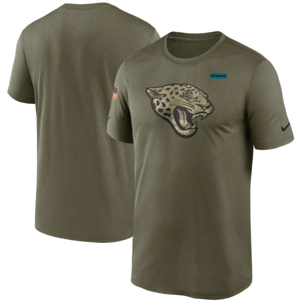 Men's Jacksonville Jaguars 2021 Olive Salute To Service Legend Performance T-Shirt 
