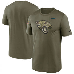 Men's Jacksonville Jaguars 2021 Olive Salute To Service Legend Performance T-Shirt 