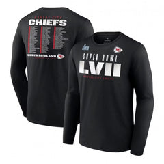 Men's Kansas City Chiefs Black Super Bowl LVII Varsity Team Roster Big & Tall Long Sleeve T-Shirt 