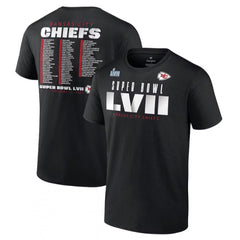 Men's Kansas City Chiefs Black Super Bowl LVII Varsity Roster T-Shirt 