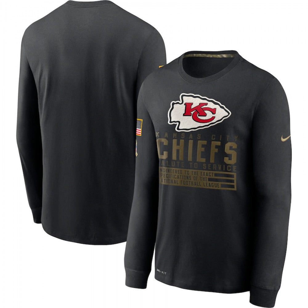Men's Kansas City Chiefs 2020 Black Salute to Service Sideline Performance Long Sleeve T-Shirt 