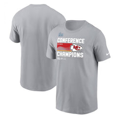 Men's Kansas City Chiefs Gray 2022 AFC Champions Locker Room Trophy Collection T-Shirt 