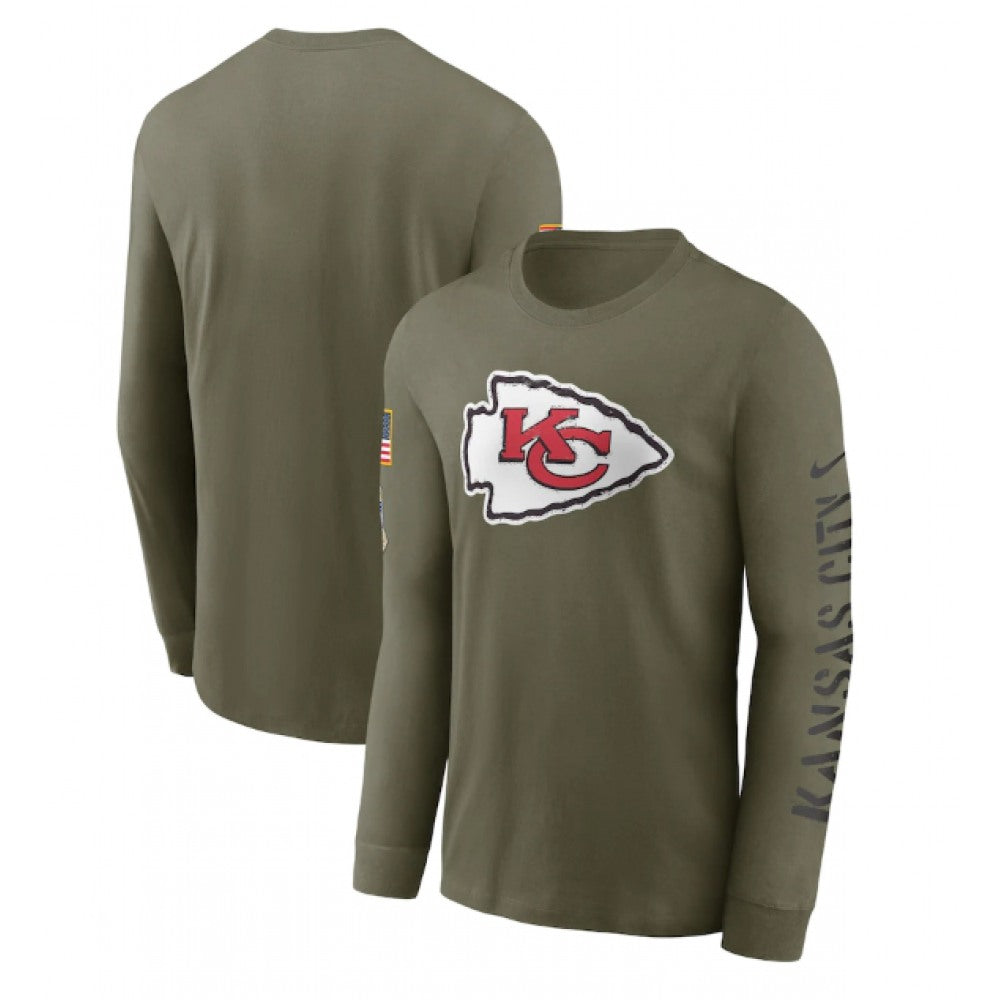 Men's Kansas City Chiefs Olive 2022 Salute to Service Long Sleeve T-Shirt 