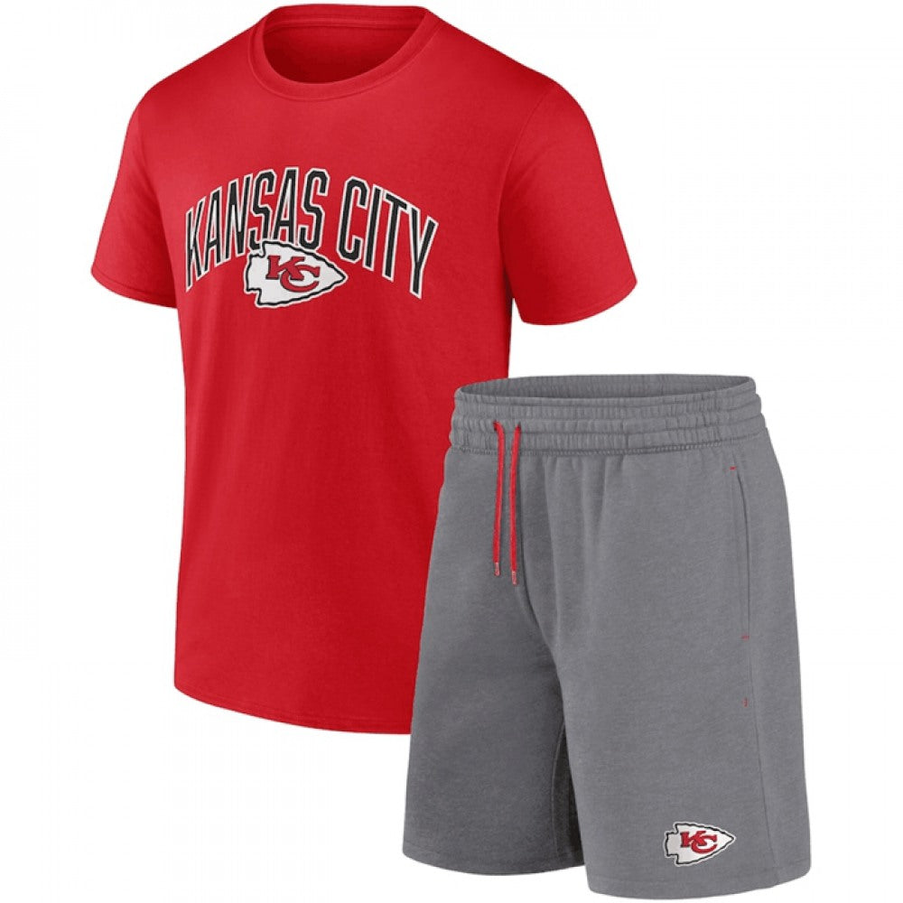 Men's Kansas City Chiefs Red/Heather Gray Arch T-Shirt & Shorts Combo Set 