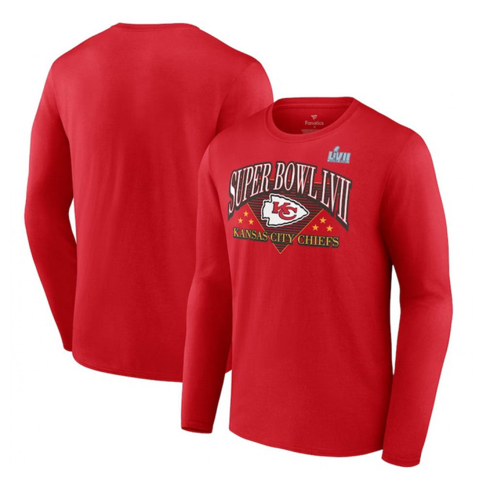 Men's Kansas City Chiefs Red Super Bowl LVII Triangle Strategy Long Sleeve T-Shirt 
