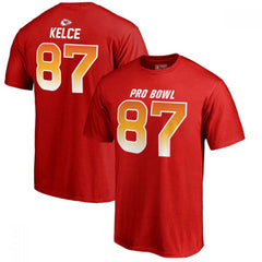 Chiefs #87 Travis Kelce AFC Pro Line 2018 NFL Pro Bowl Red T-Shirt 
