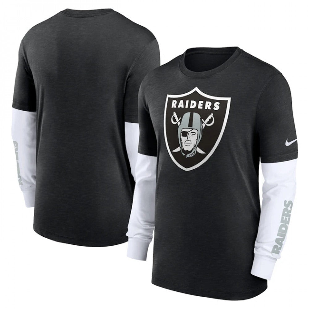Men's Las Vegas Raiders Heather Black Slub Fashion Long Sleeve T-Shirt 