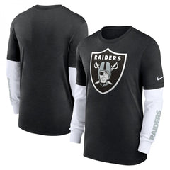 Men's Las Vegas Raiders Heather Black Slub Fashion Long Sleeve T-Shirt 