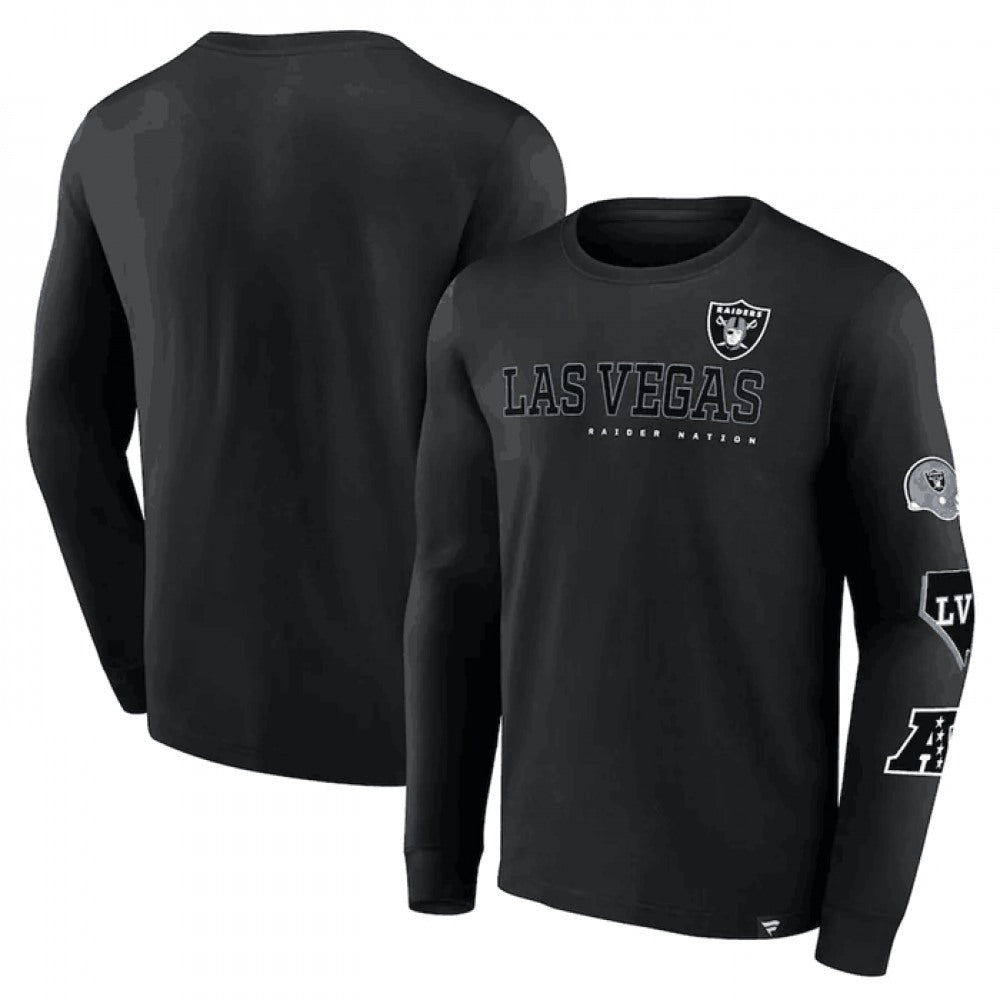 Men's Las Vegas Raiders Black High Whip Pitcher Long Sleeve T-Shirt 