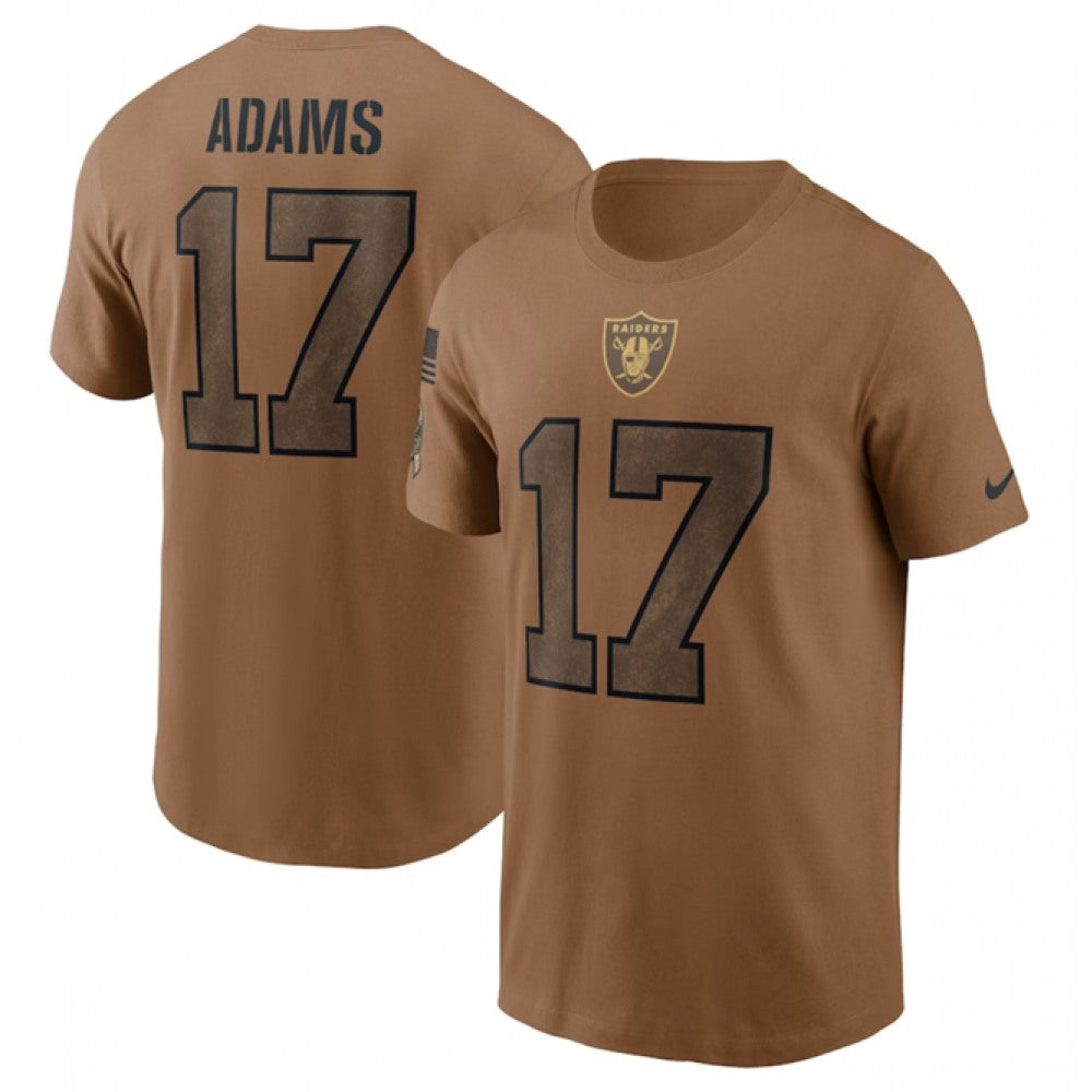 Men's Las Vegas Raiders #17 Davante Adams 2023 Brown Salute To Service Name & Number T-Shirt 