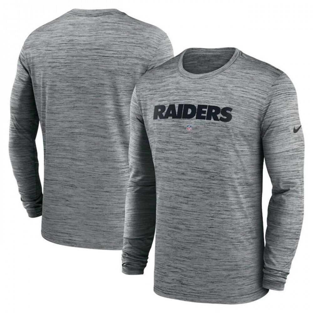 Men's Las Vegas Raiders Heather Gray Sideline Team Velocity Performance Long Sleeve T-Shirt 