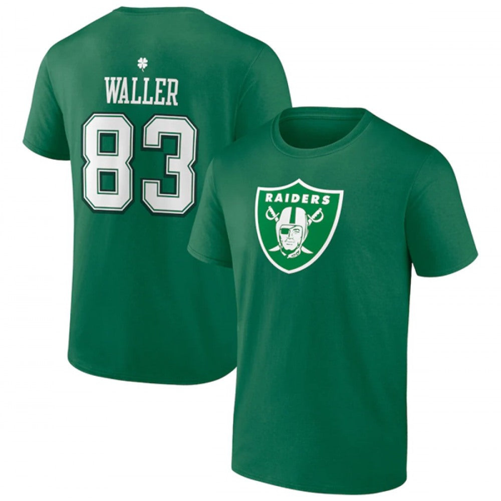 Men's Las Vegas Raiders #83 Darren Waller Green St. Patrick's Day Icon Player T-Shirt 