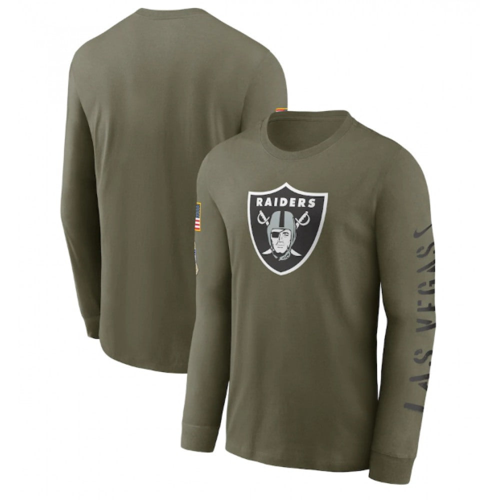 Men's Las Vegas Raiders Olive 2022 Salute to Service Long Sleeve T-Shirt 
