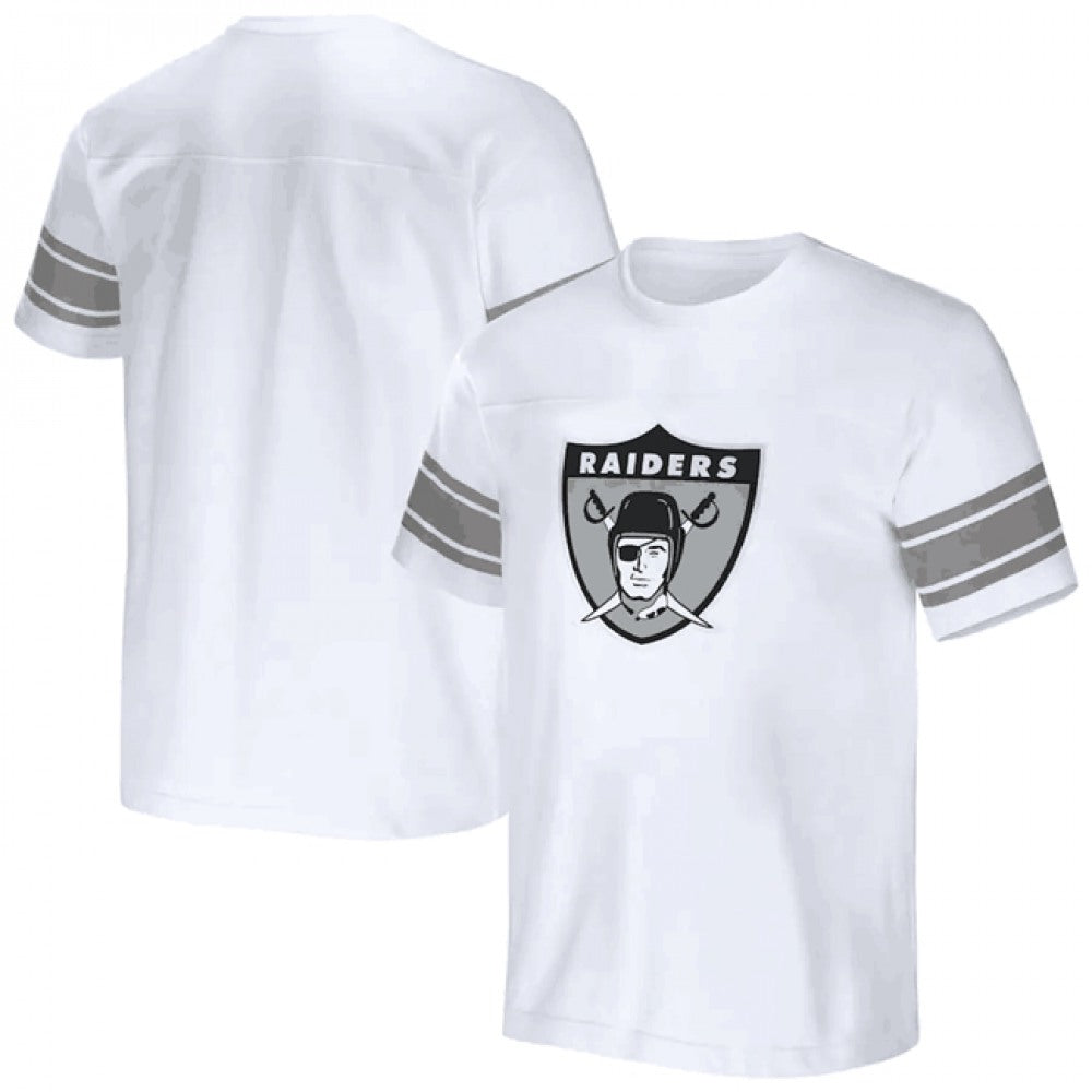 Men's Las Vegas Raiders White x Darius Rucker Collection Football Striped T-Shirt 