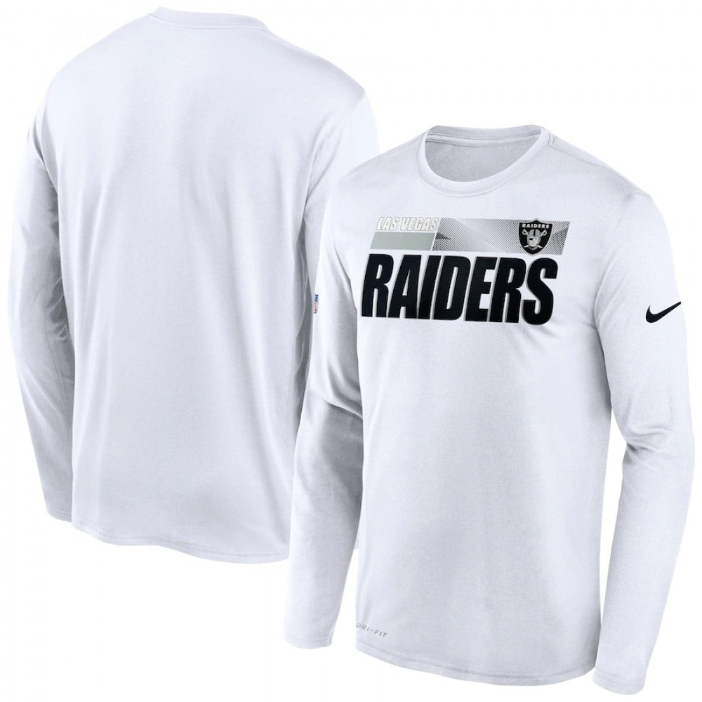 Men's Las Vegas Raiders 2020 White Sideline Impact Legend Performance Long Sleeve T-Shirt 