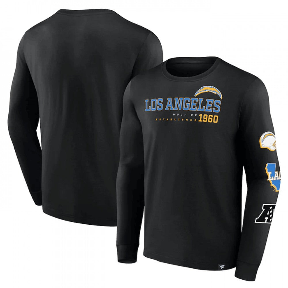 Men's Los Angeles Chargers Black High Whip Pitcher Long Sleeve T-Shirt 