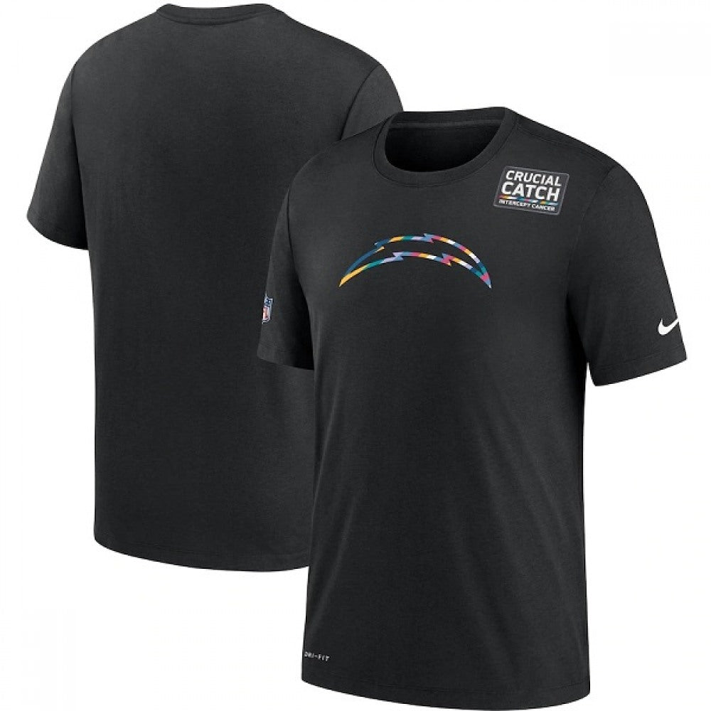 Men's Los Angeles Chargers 2020 Black Sideline Crucial Catch Performance T-Shirt 