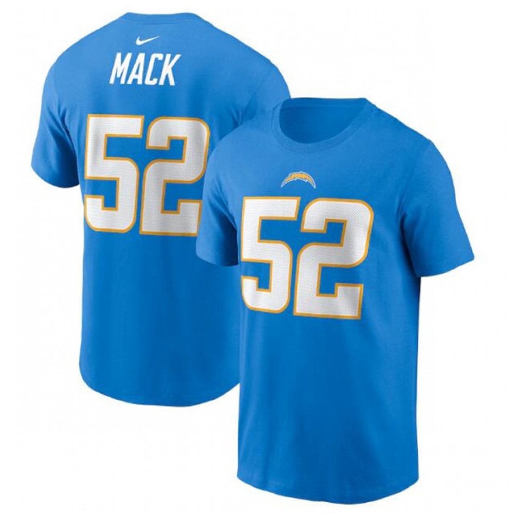 Men's Los Angeles Chargers #52 Khalil Mack 2022 Blue Name & Number T-Shirt 