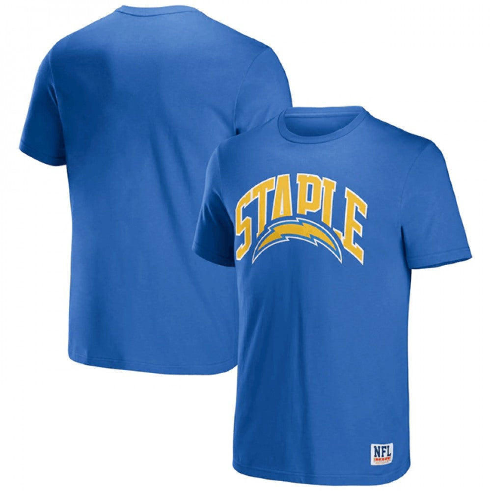 Men's Los Angeles Chargers x Staple Light Blue  Logo Lockup T-Shirt 