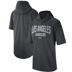 Men's Los Angeles Chargers Heathered Charcoal Sideline Training Hoodie Performance T-Shirt 