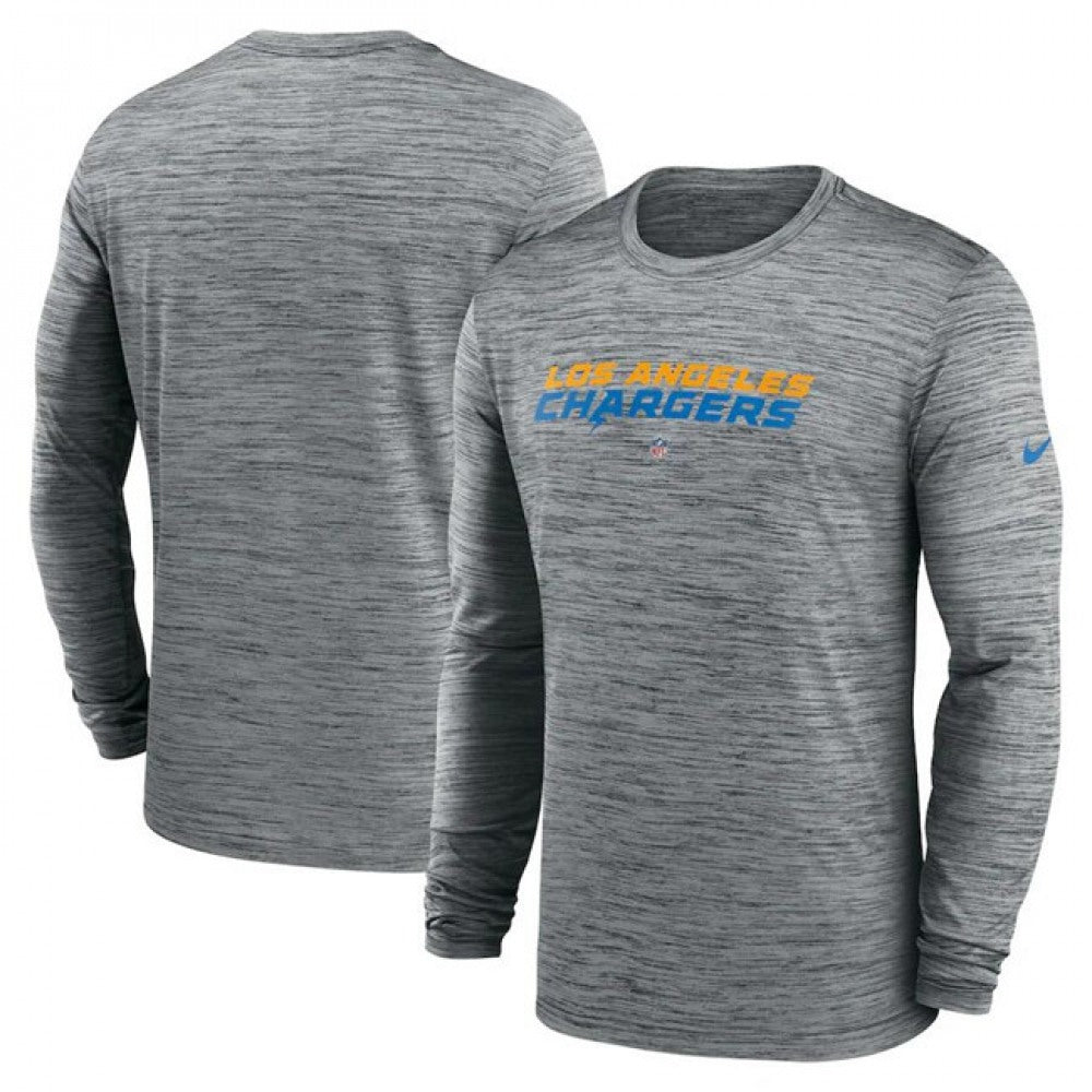 Men's Los Angeles Chargers Heather Gray Sideline Team Velocity Performance Long Sleeve T-Shirt 