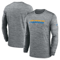 Men's Los Angeles Chargers Heather Gray Sideline Team Velocity Performance Long Sleeve T-Shirt 