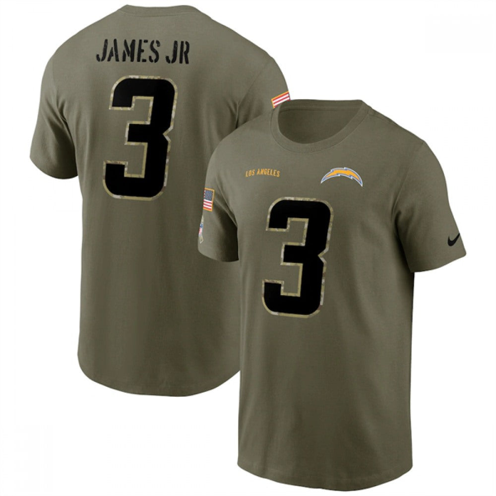 Men's Los Angeles Chargers #3 Derwin James 2022 Olive Salute to Service T-Shirt 