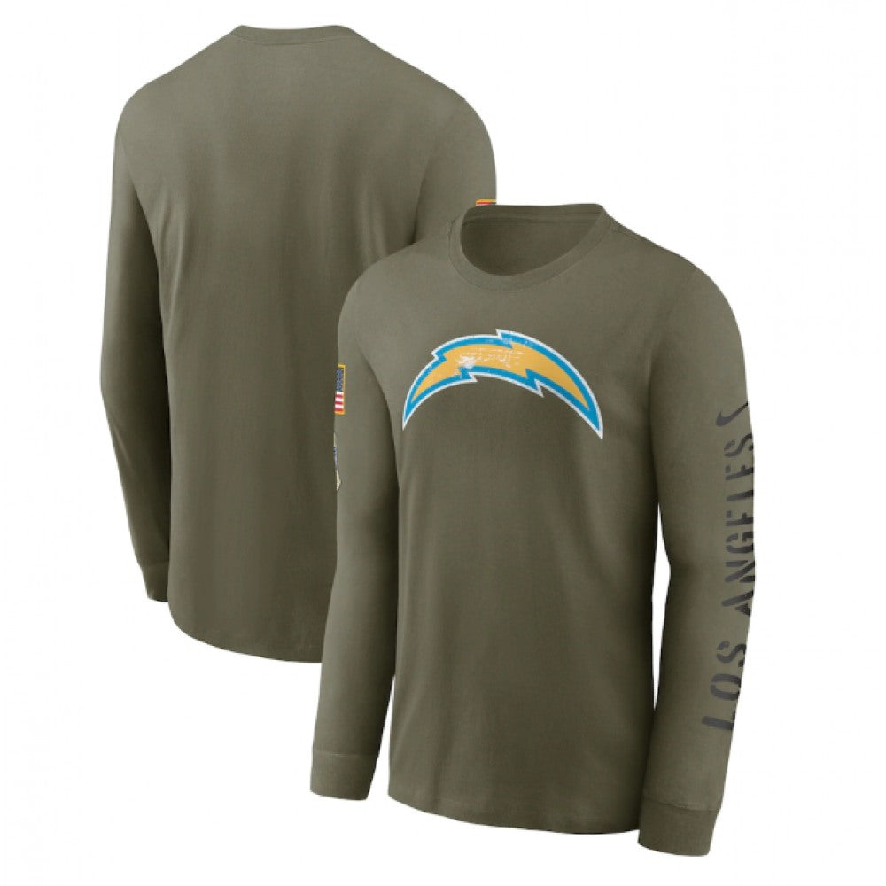 Men's Los Angeles Chargers 2022 Olive Salute to Service Long Sleeve T-Shirt 