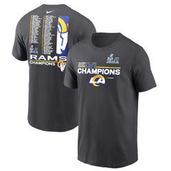 Men's Los Angeles Rams 2022 Anthracite Super Bowl LVI Champions Roster T-Shirt 