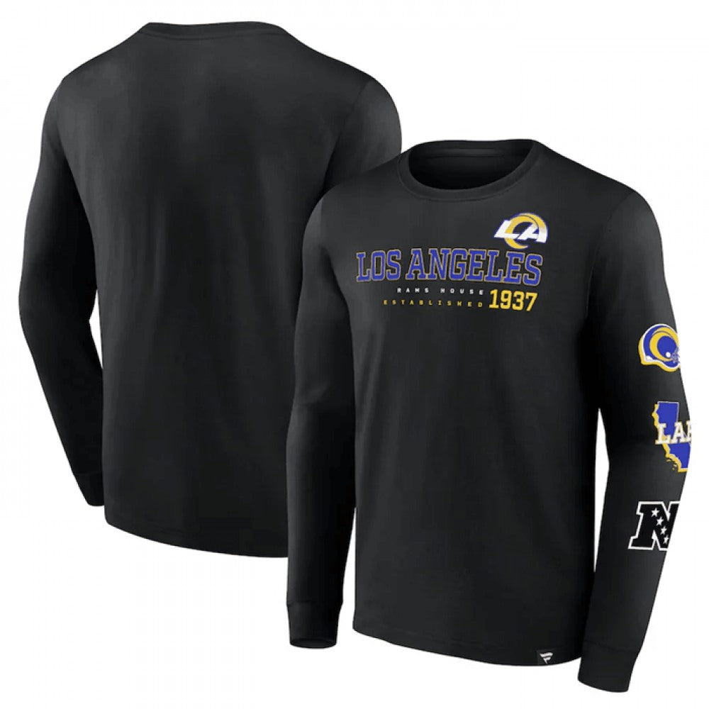 Men's Los Angeles Rams Black Go the Distance Long Sleeve T-Shirt 