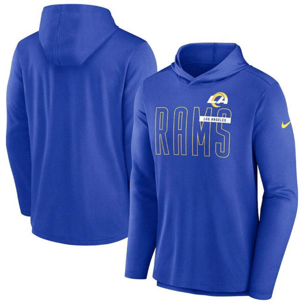 Men's Los Angeles Rams Blue Lightweight Performance Hoodie Long Sleeve T-Shirt 