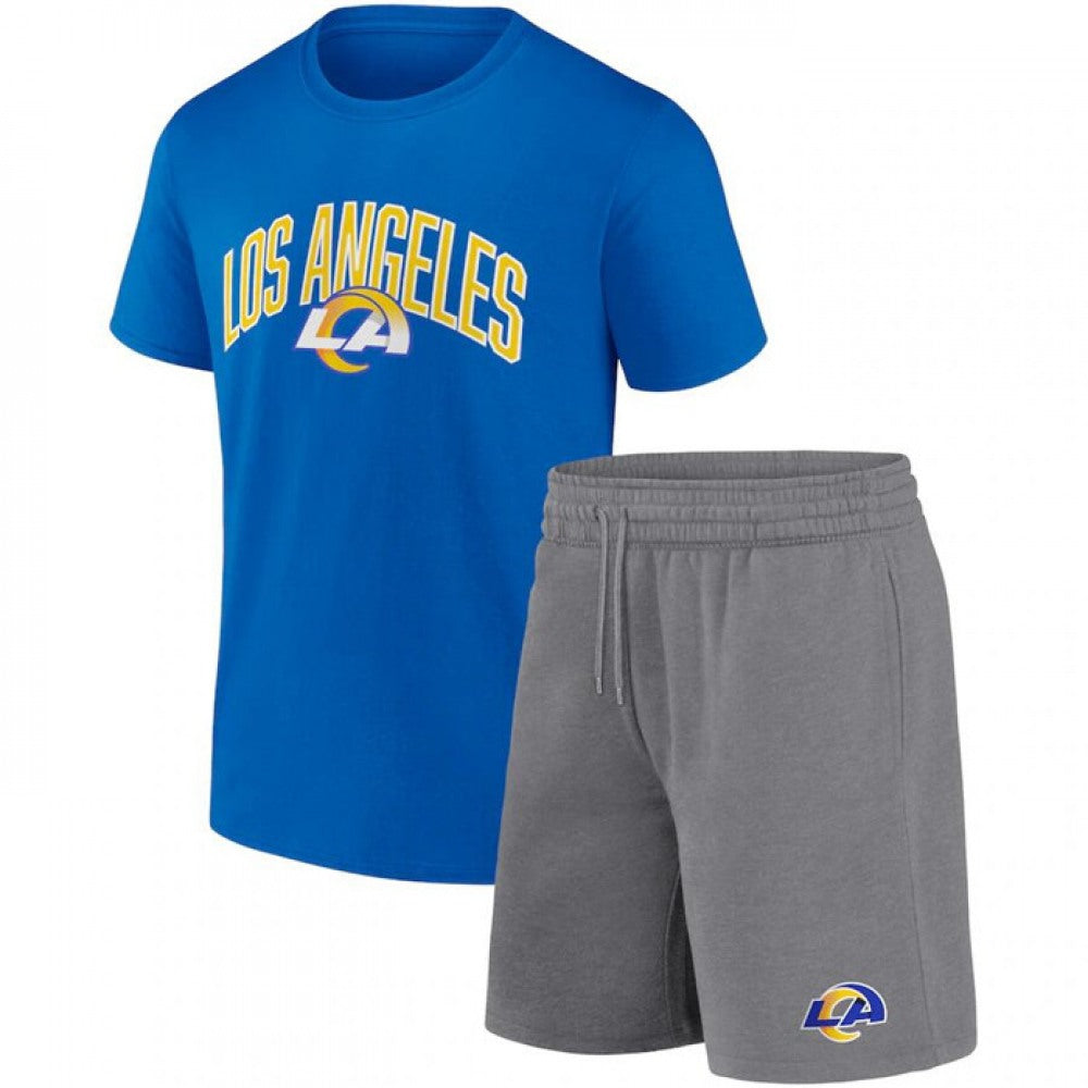 Men's Los Angeles Rams Blue/Heather Gray Arch T-Shirt & Shorts Combo Set 
