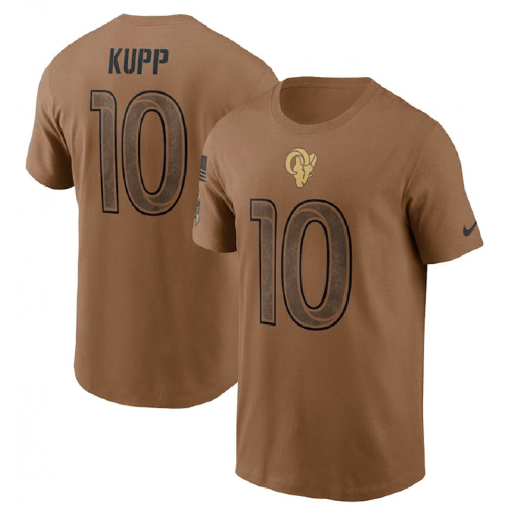 Men's Los Angeles Rams #10 Cooper Kupp 2023 Brown Salute To Service Name & Number T-Shirt 