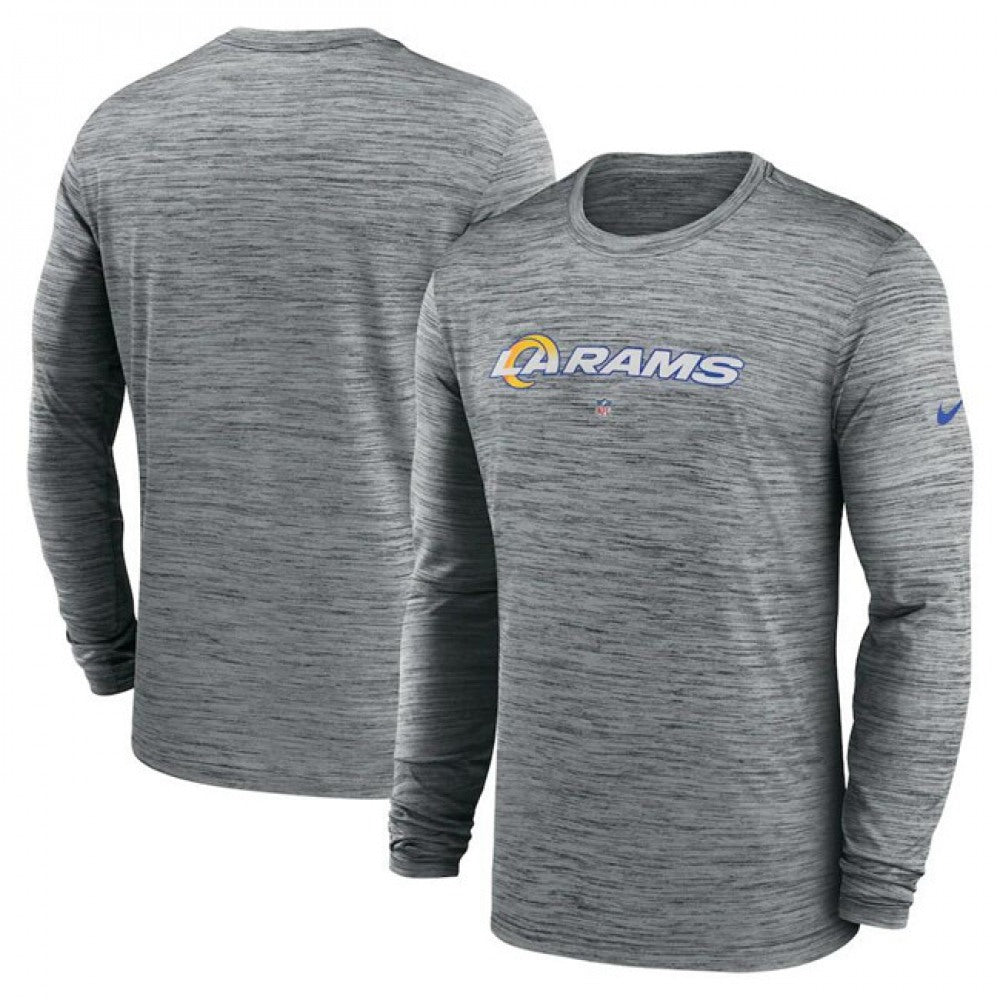 Men's Los Angeles Rams Heather Gray Sideline Team Velocity Performance Long Sleeve T-Shirt 
