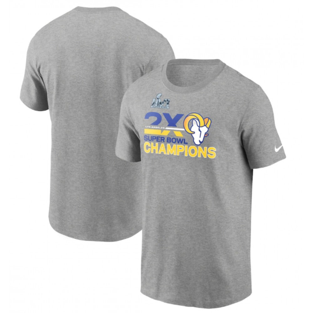 Men's Los Angeles Rams 2022 Heathered Gray 2-Time Super Bowl Champions T-Shirt 